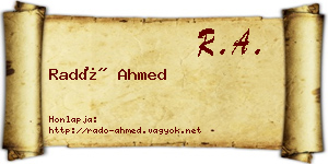 Radó Ahmed névjegykártya
